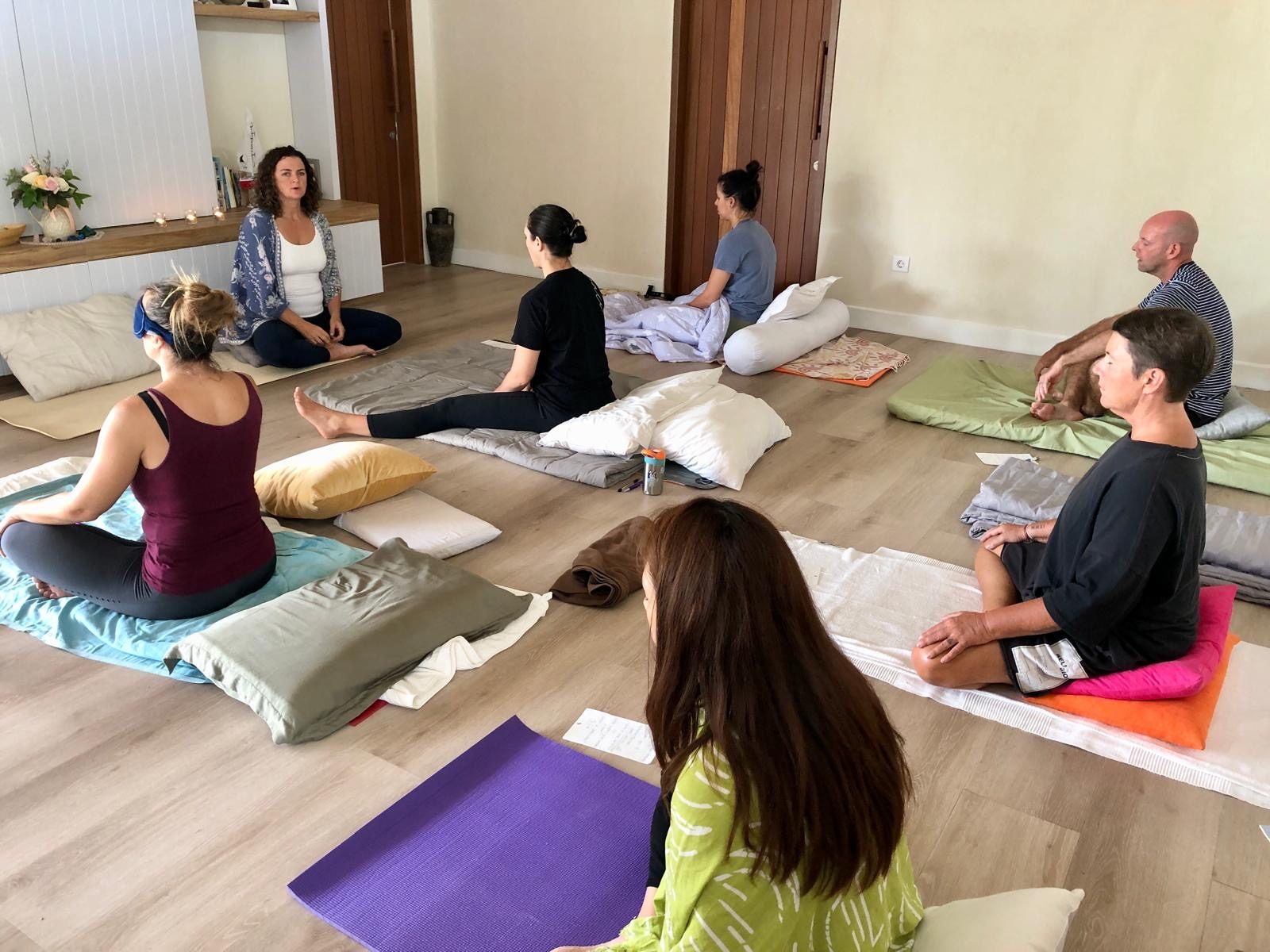 Group meditation session with Hridaya